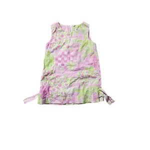 Lilly Pulitzer Dress Pink Mizner Patch Green Limes Elephants Girls Size 4T